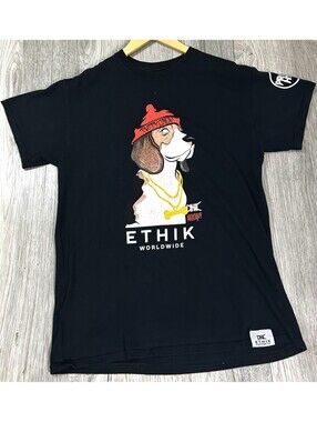 ETHIK Worldwide T-SHIRT M Puppy Crew Graphic Print Streetwear